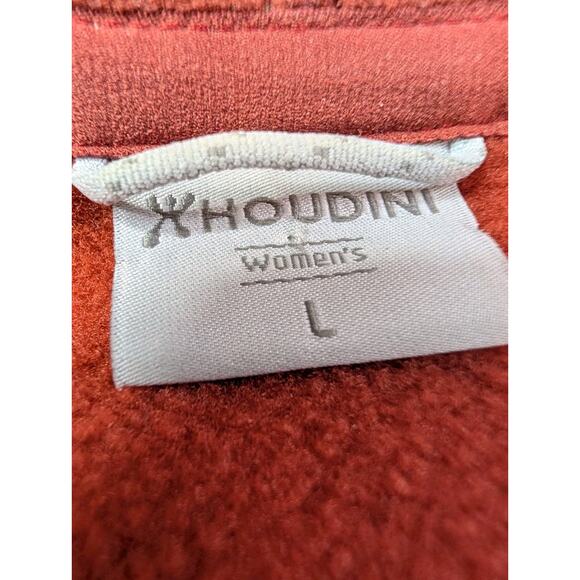 Houdini Power Fleece Hoodie Womens Large Brick Red Thumb Hole Sleeve Full Zipper - Picture 8 of 15